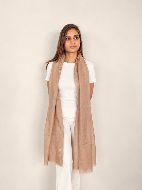 Unisex Woven Cashmere Scarf Camel