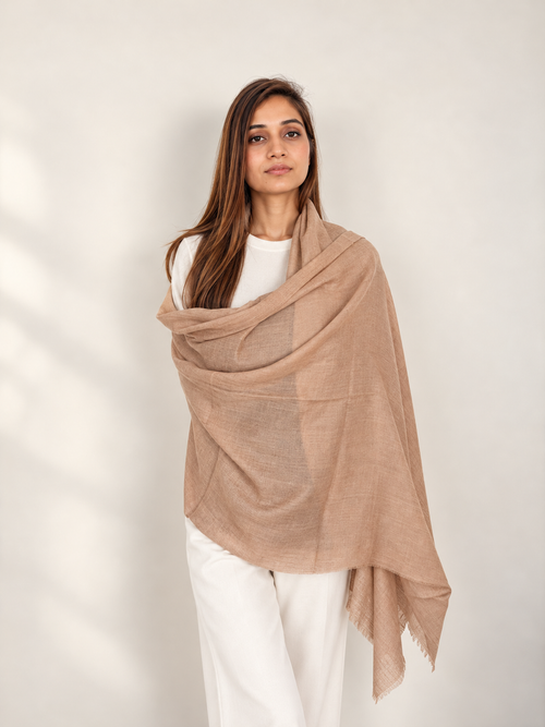 Unisex Woven Cashmere Scarf Camel