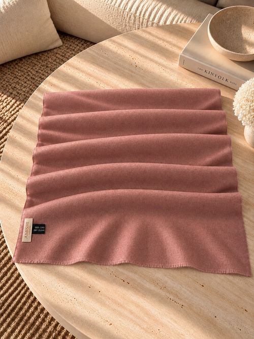 Unisex Woven Cashmere Scarf Dusty Pink