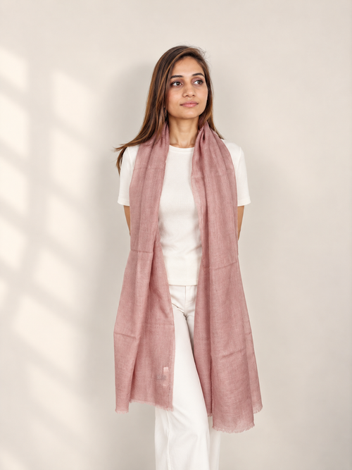 Unisex Woven Cashmere Scarf Dusty Pink