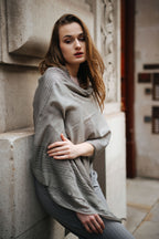 Embellished Cashmere Scarf in Grey with Crystal Trim