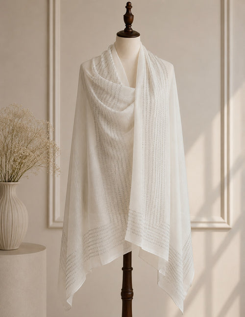 Embellished Cashmere Ivory Crystals Trim