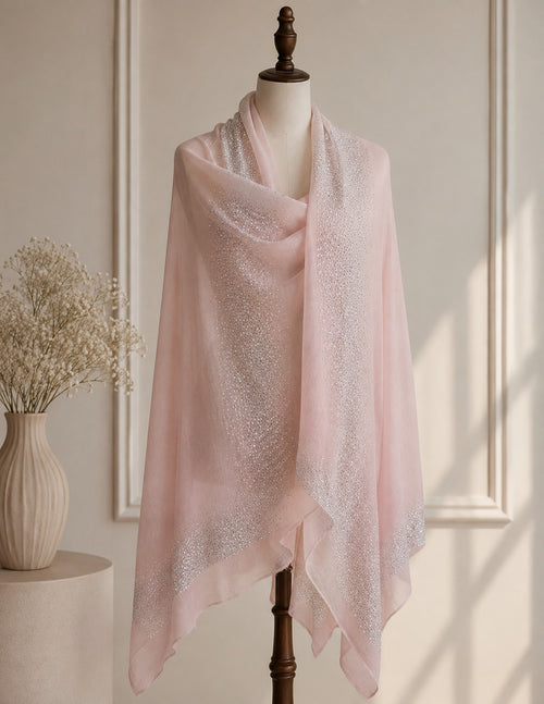Embellished Cashmere Powder Pink Beads Trim