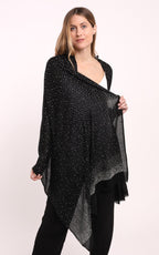 Starry Embellished Cashmere Scarf in Black with Silver Crystals