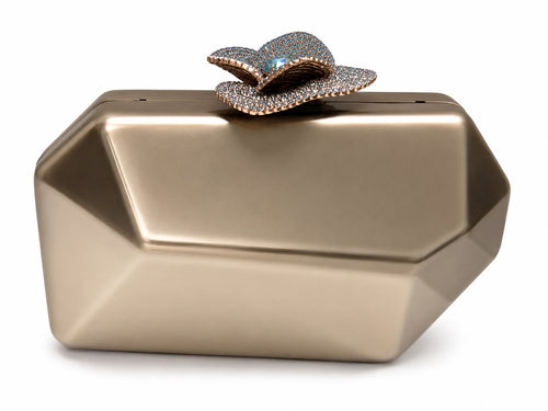 Gold Clutch with 3D flower deco on top