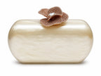 Ivory Clutch with 3D flower deco on top
