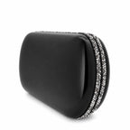Curved Edges Noir Clutch with Embellishments