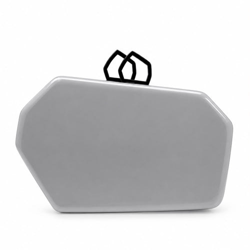 Geometric Polished Dove Grey Clutch with Clasps