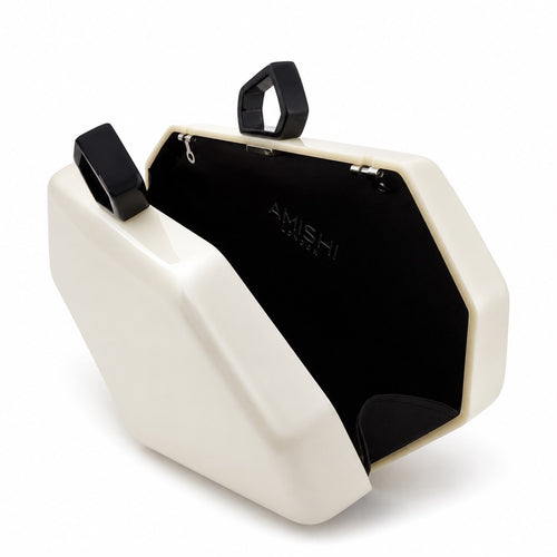 Geometric Polished Ivory Clutch with Clasps