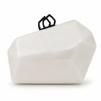 Geometric Polished Pearl White Clutch with Clasps