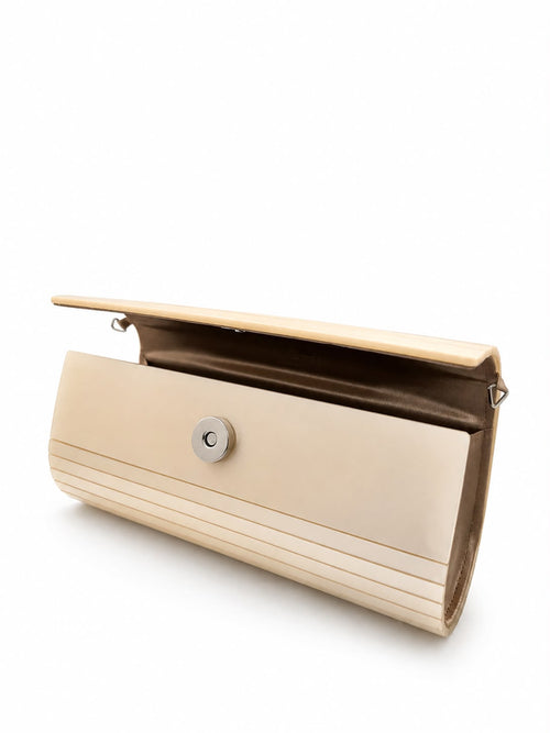 Champagne Polished Hard Shell Clutch