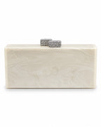 Ivory Box Clutch with Swarovski Crystal Clasps