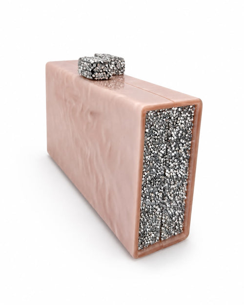 Blush Box Clutch with Swarovski Crystal Clasps