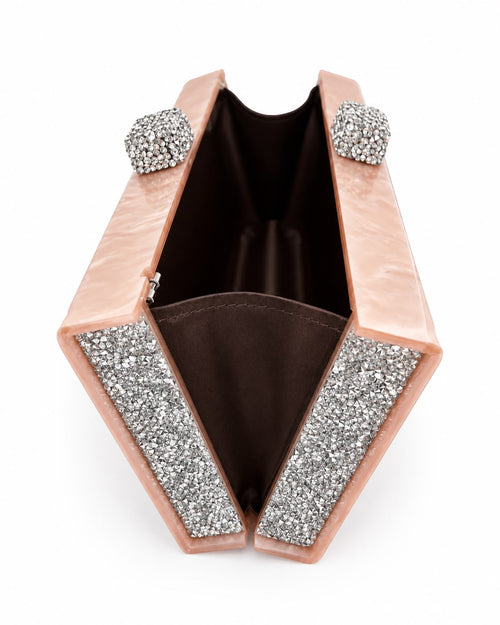 Blush Box Clutch with Swarovski Crystal Clasps