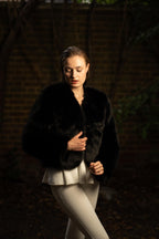 Faux Fur Winter Jacket in Black