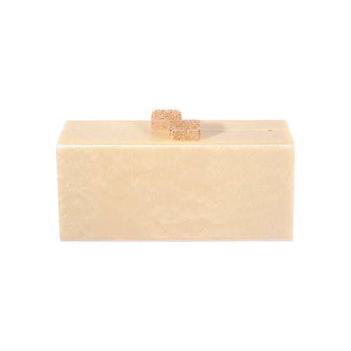 Ivory Box Clutch with Swarovski Crystal Clasps