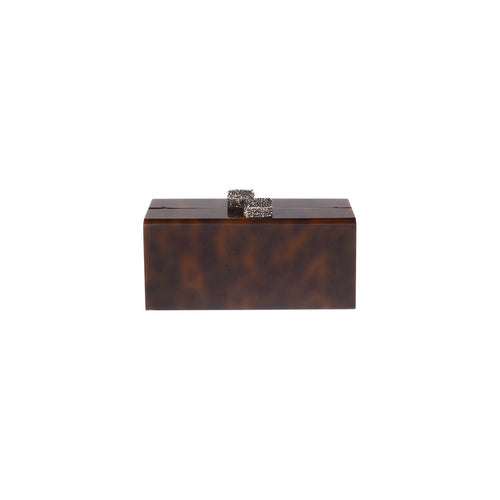Tortoiseshell Box Clutch with Swarovski Crystal Clasps