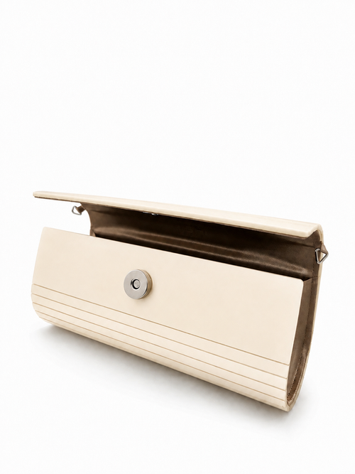 Ivory Polished Hard Shell Clutch