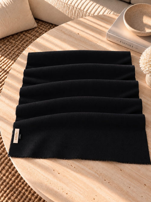 Unisex Woven Cashmere Scarf Noir