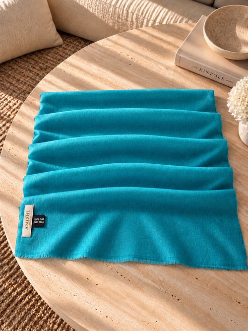 Unisex Woven Cashmere Scarf Teal