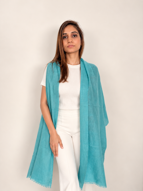 Unisex Woven Cashmere Scarf Teal
