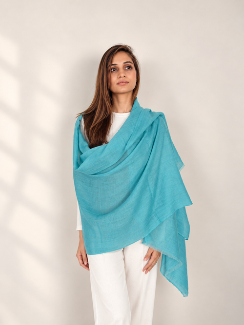 Unisex Woven Cashmere Scarf Teal