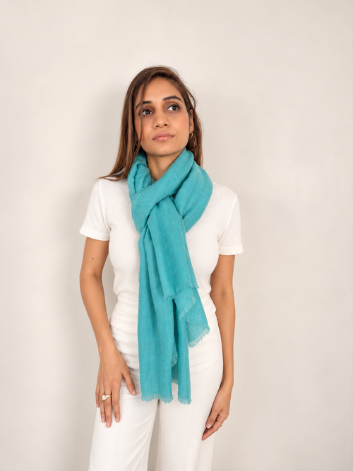 Unisex Woven Cashmere Scarf Teal