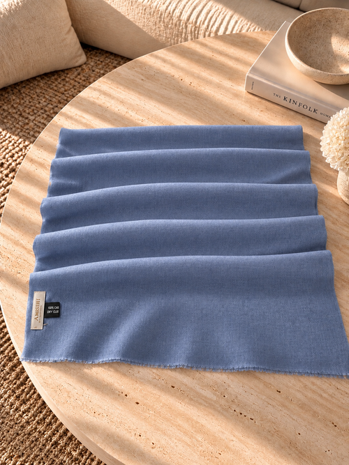 Unisex Woven Cashmere Scarf Powder Blue