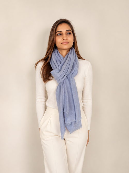 Unisex Woven Cashmere Scarf Powder Blue