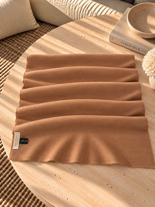 Unisex Woven Cashmere Scarf Camel