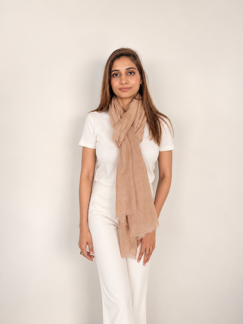 Unisex Woven Cashmere Scarf Camel