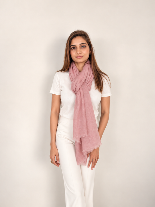 Unisex Woven Cashmere Scarf Dusty Pink