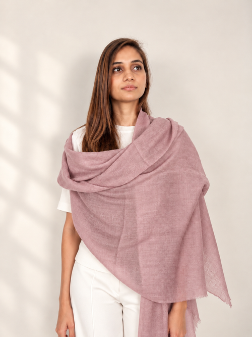 Unisex Woven Cashmere Scarf Dusty Pink