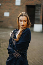 Lace and Tie-Dye Scarf in Blue