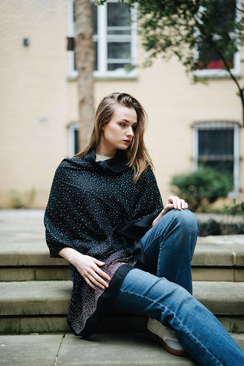Embellished Cashmere Scarf in Black