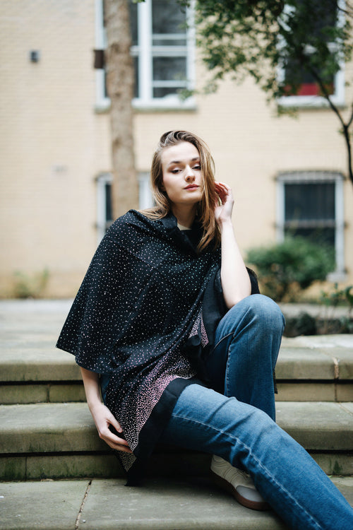 Embellished Cashmere Scarf in Black