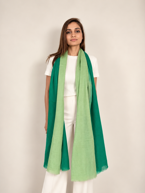 Unisex Woven Ombré Cashmere Scarf Emerald - Mint