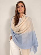 Unisex Woven Ombré Cashmere Scarf Powder Blue - Beige