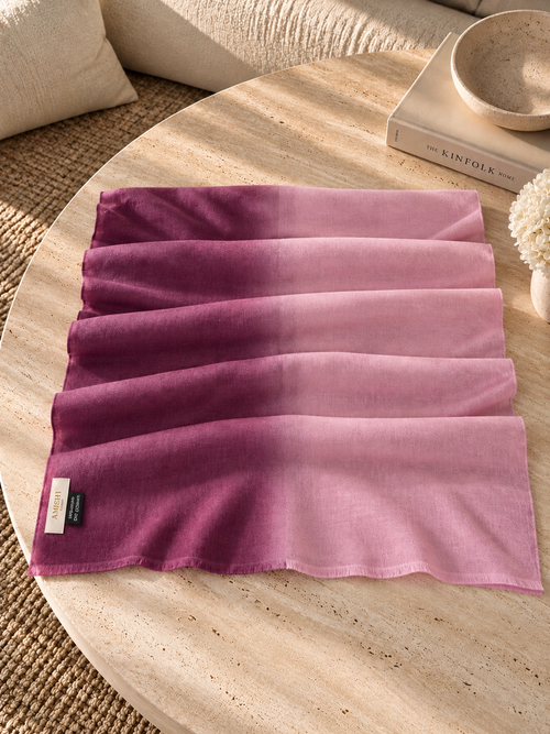 Unisex Woven Ombré Cashmere Scarf Soft Purple - Dusty Pink
