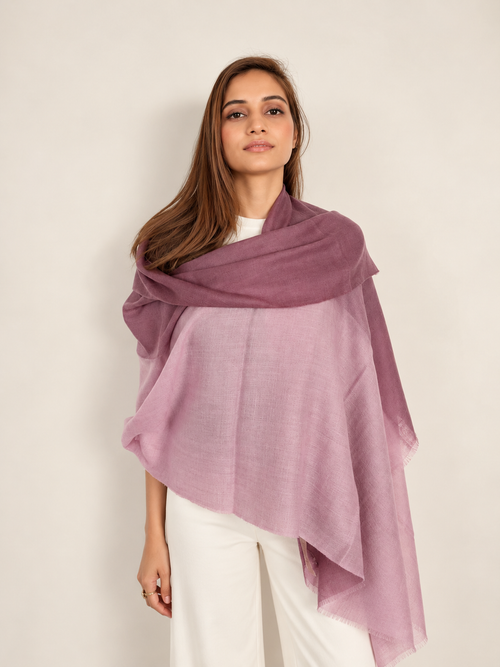 Unisex Woven Ombré Cashmere Scarf Soft Purple - Dusty Pink