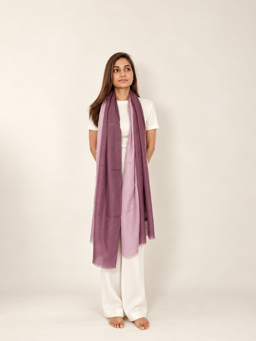 Unisex Woven Ombré Cashmere Scarf Soft Purple - Dusty Pink