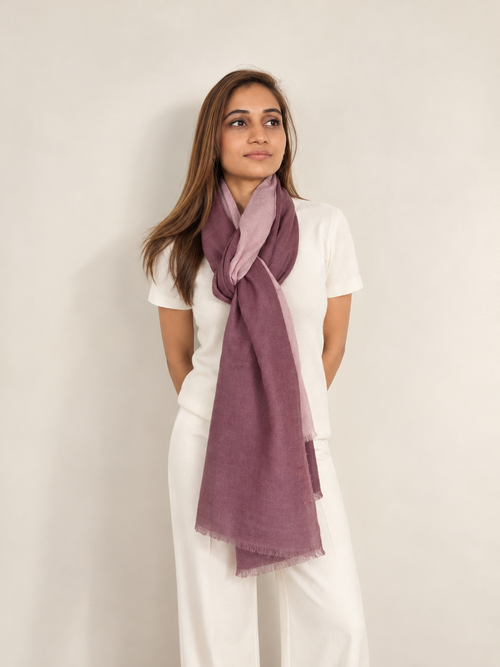 Unisex Woven Ombré Cashmere Scarf Soft Purple - Dusty Pink