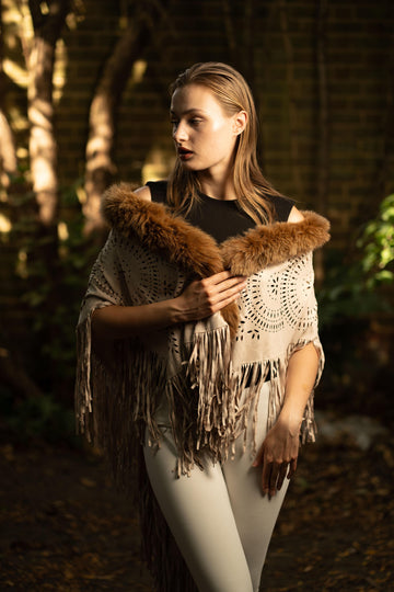 Laser Cut Wrap in Beige