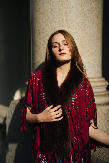 Laser Cut Wrap in Burgundy