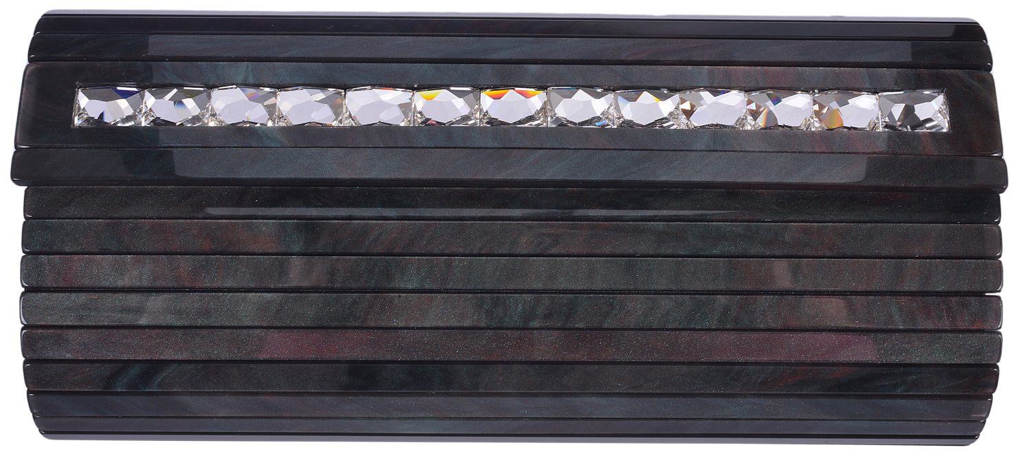 Black Green Clutch with Swarovski Embellishments