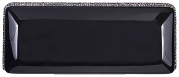 Rectangular Gloss Black Clutch with Swarovski Embellishments