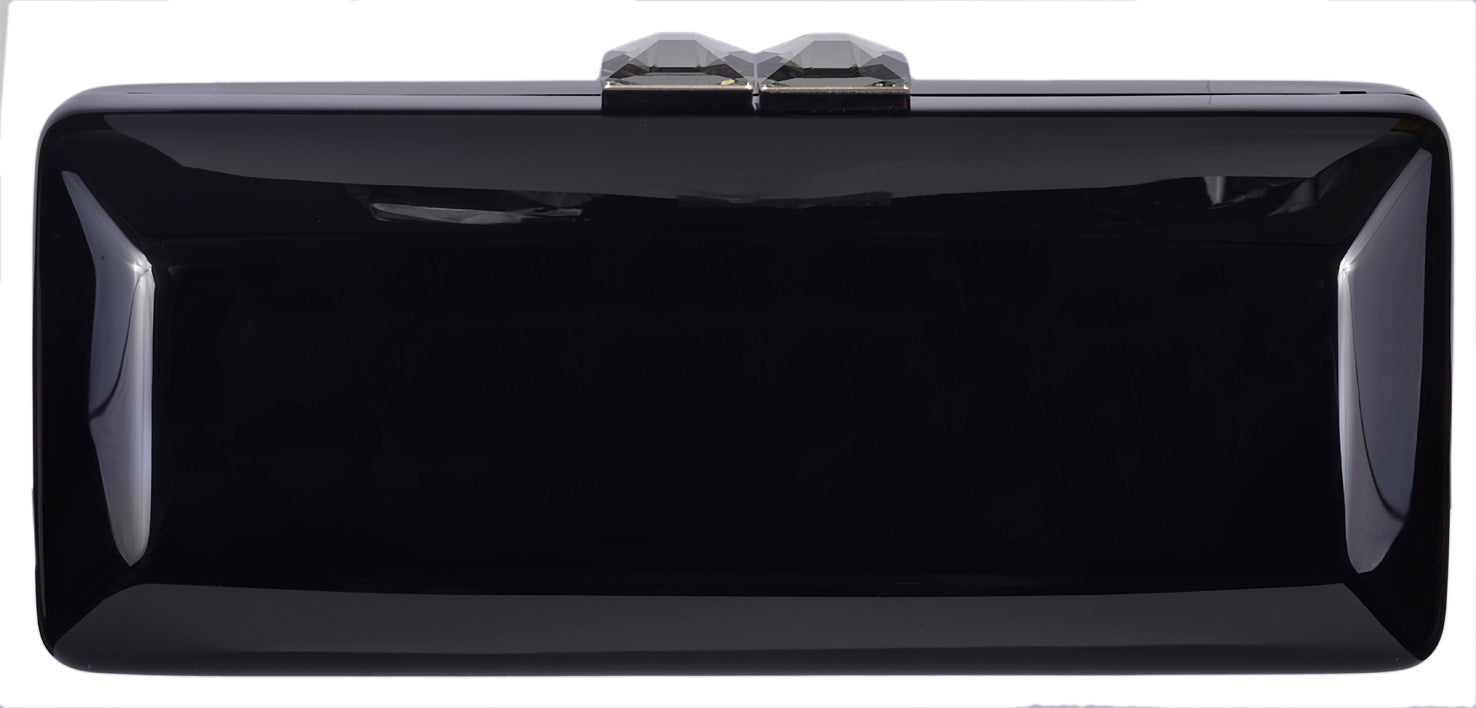 Polished Black Clutch with Swarovski Crystal Clasps