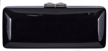 Polished Black Clutch with Swarovski Crystal Clasps