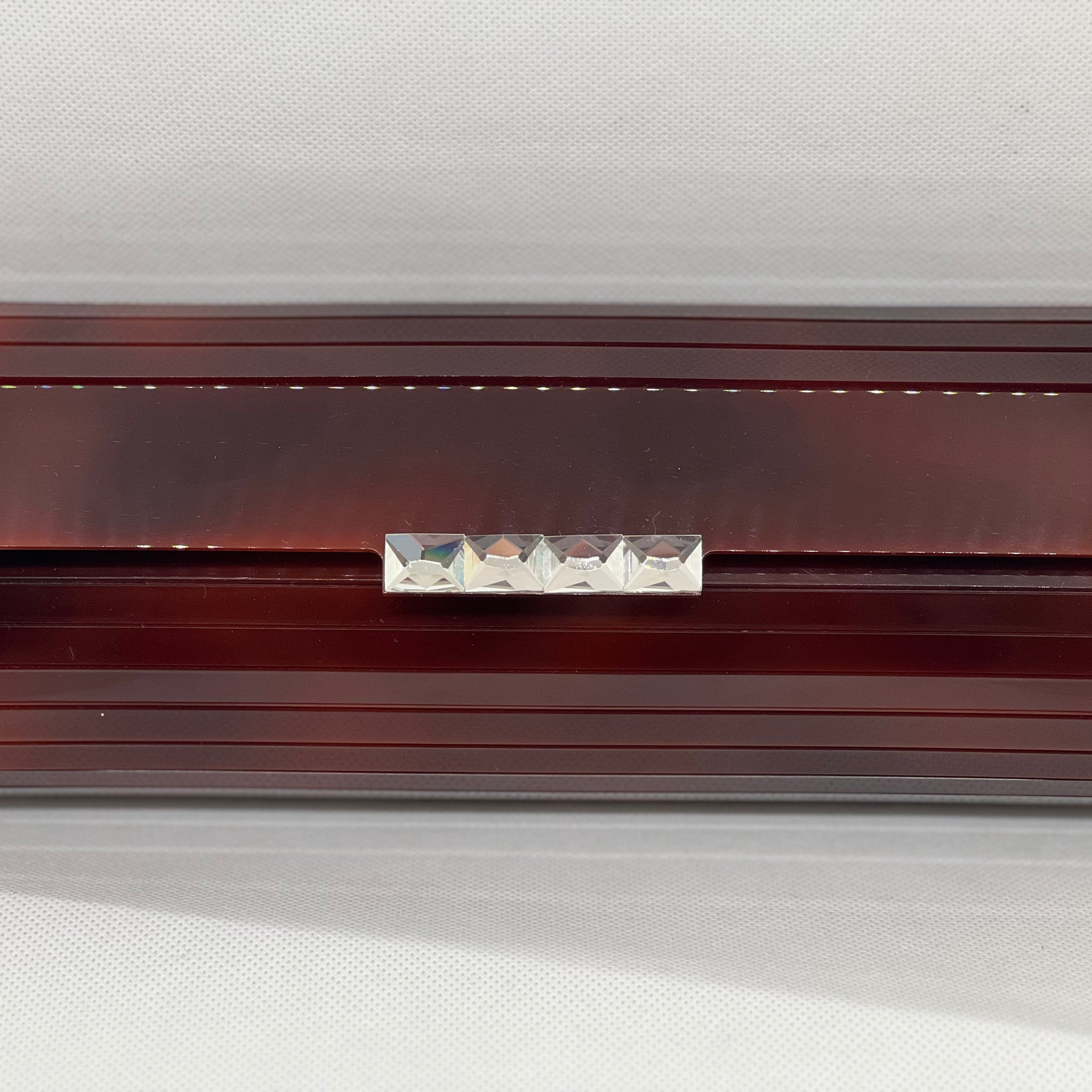 Maroon Hard Shell Clutch with Embellishments