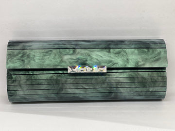 Green Hard Shell Clutch with Embellishments